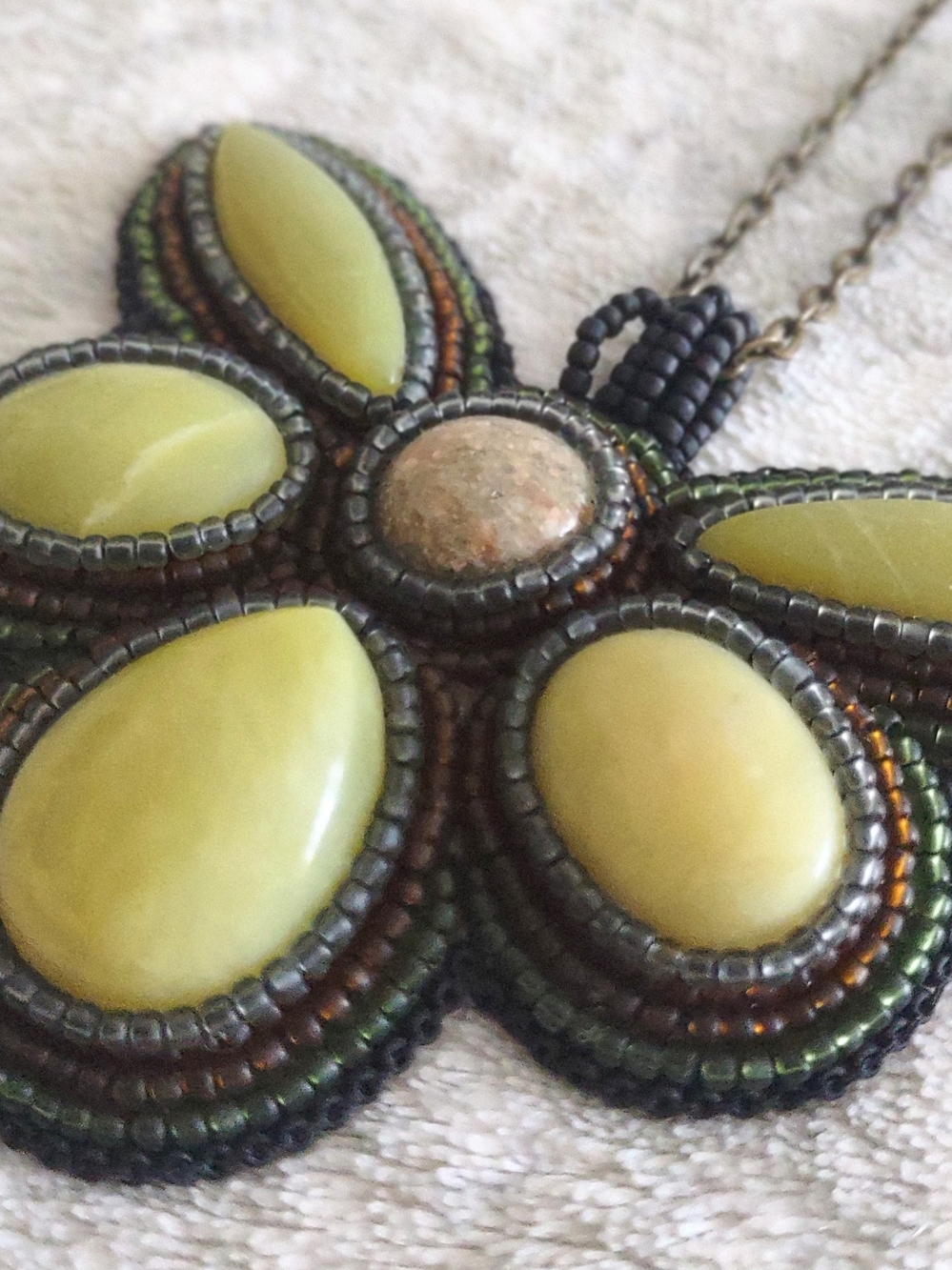 A Lot Of 7 Custom-made Beaded Gemstone Pendant Necklaces - Picture 5 of 8